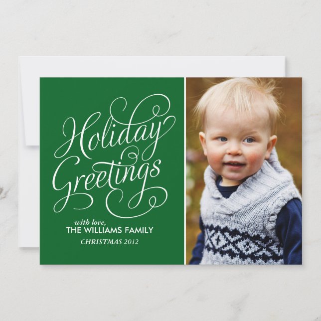 Dark Green Custom Holiday Cards (Front)