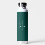 Dark Green | Custom Monogram Script Name Stylish Water Bottle<br><div class="desc">Custom Classic Dark Green Script Monogram Name Elegant Chic Water Bottle. A simple and modern design in cute elegant trendy dark green color featuring handwritten calligraphy for a professional and sophisticated look. Create your own personalized ecofriendly gifts. Any font,  any color,  no minimum.</div>