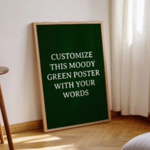 Dark Green Custom Wedding Poster Moody Unique