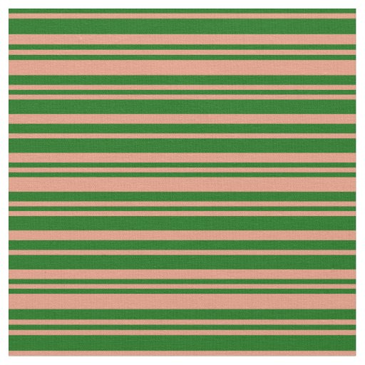 Dark Green & Dark Salmon Colored Lines Pattern Fabric