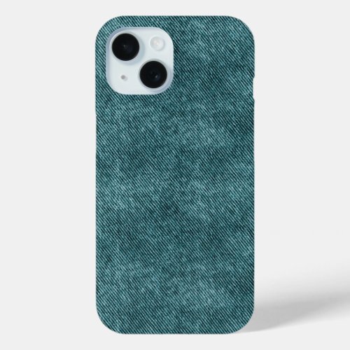 Dark Green Denim Pattern iPhone 15 Case