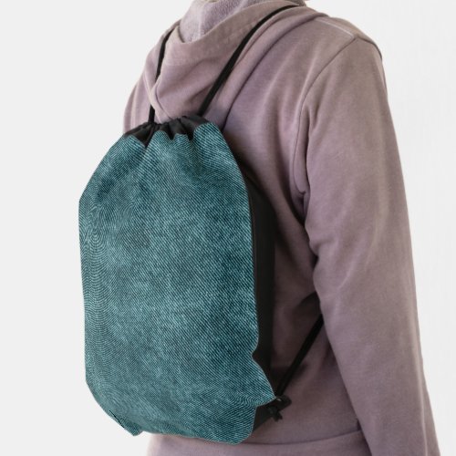 Dark Green Denim Pattern Drawstring Bag