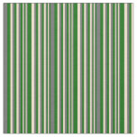 [ Thumbnail: Dark Green, Dim Grey & Tan Lined Pattern Fabric ]