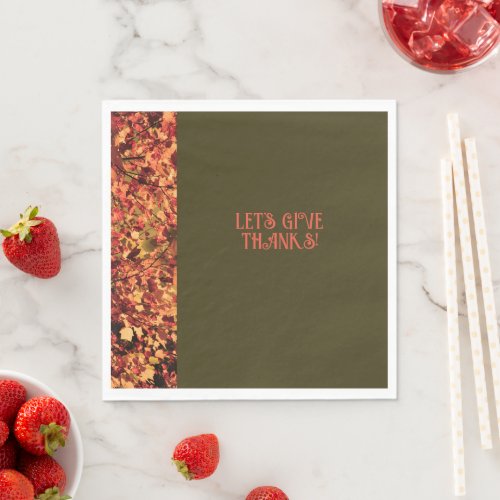 Dark Green Dinner Autumn  Happy Thanks giving  Napkins