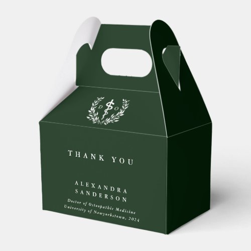 Dark Green Doctor of Osteopathy Asclepius Favor Boxes