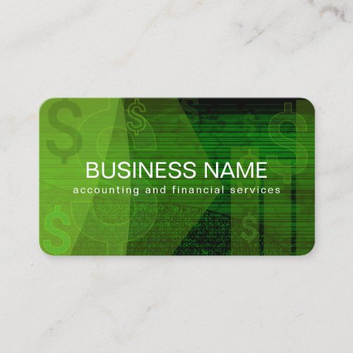 Dark Green Dollar Signs Abstract Accountant Business Card