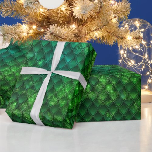 Dark Green Dragon Scales Wrapping Paper