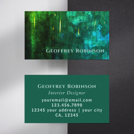 Dark Green Elegant Abstract Interior Designner Business Card