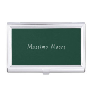 Dark Green Elegant Casual Own Name Handwriting Business Card Case