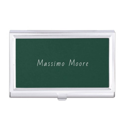 Dark Green Elegant Casual Own Name Handwriting Business Card Case