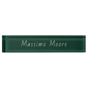 Dark Green Elegant Casual Own Name Handwriting Desk Name Plate