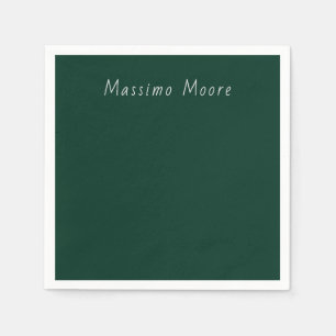 Dark Green Elegant Casual Own Name Handwriting Napkins