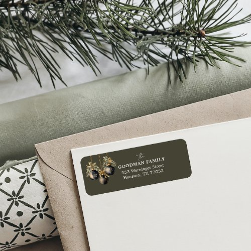 Dark Green Elegant Greenery Christmas Chic Label