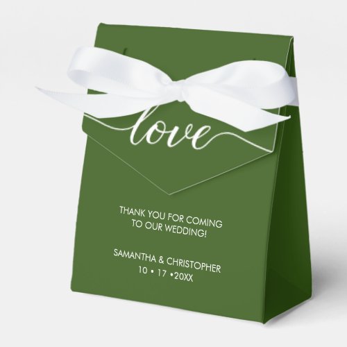 Dark Green Elegant Love ScrIpt Wedding Favor Box