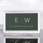 Dark Green Elegant Modern Minimalist Monogram Name Business Card Case<br><div class="desc">Elevate your professional image with our Classic Elegant Modern Minimalist Monogram Business Card Holder. This meticulously crafted accessory seamlessly merges timeless elegance with contemporary minimalism, making it an essential tool for any modern professional. Designed with precision and meticulous attention to detail, this business card holder is more than just a...</div>