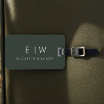 Dark Green Elegant Modern Minimalist Monogram Name Luggage Tag<br><div class="desc">Elevate your travel experience with our Classic Elegant Modern Minimalist Monogram Luggage Tag. This meticulously designed accessory seamlessly combines timeless elegance with contemporary minimalism, ensuring your luggage stands out with sophistication. Crafted with precision and attention to detail, this luggage tag is more than just a practical item; it's a personalized...</div>