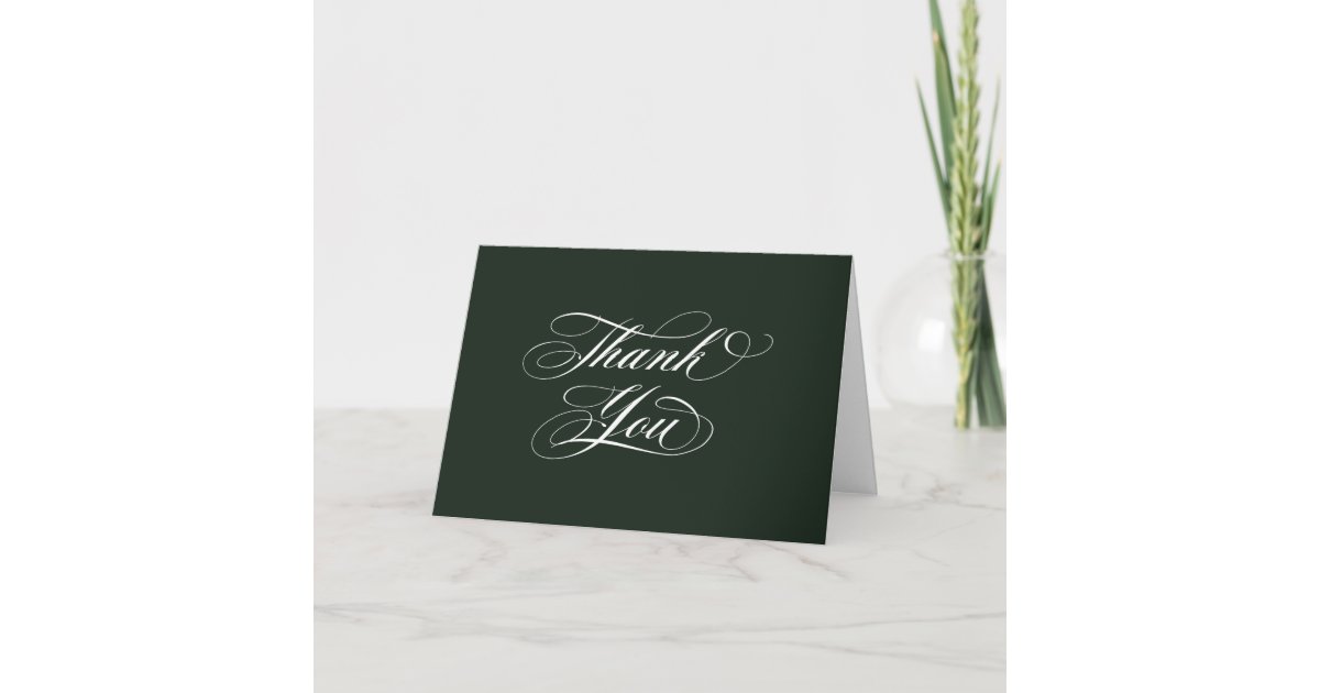 Dark Green Elegant Script Graduation Photo+Message Thank You Card | Zazzle
