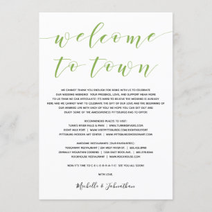 Dark green Elegant Welcome to town Invitation