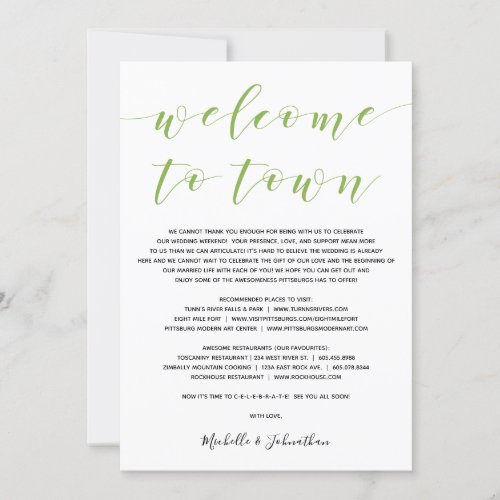 Dark green Elegant Welcome to town Invitation