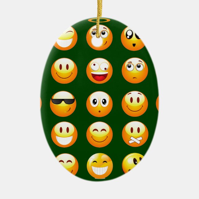 dark green emoji ceramic ornament (Front)