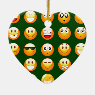 dark green emoji ceramic ornament
