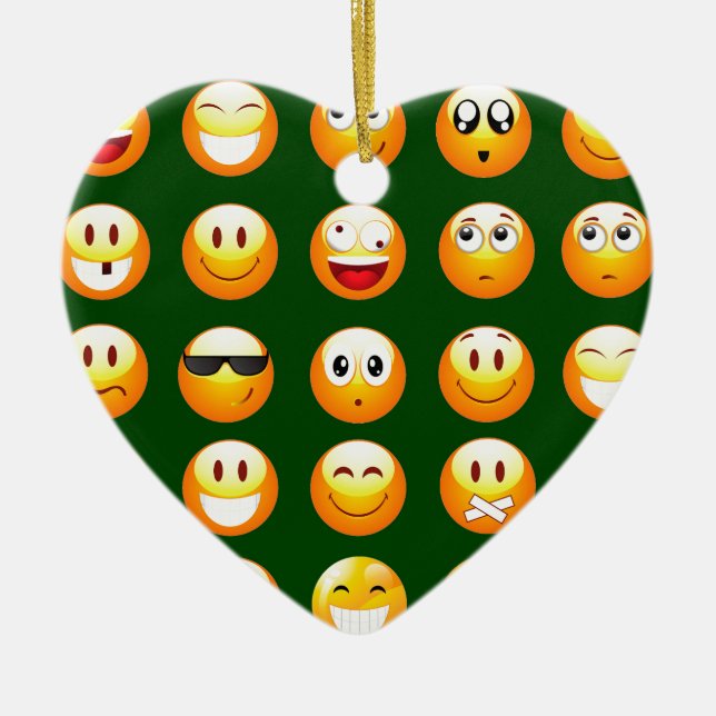 dark green emoji ceramic ornament (Front)