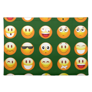 dark green emoji cloth placemat