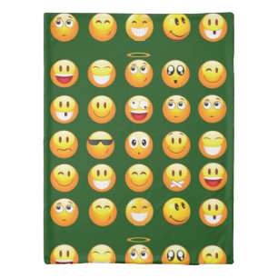 dark green emoji duvet cover sheets
