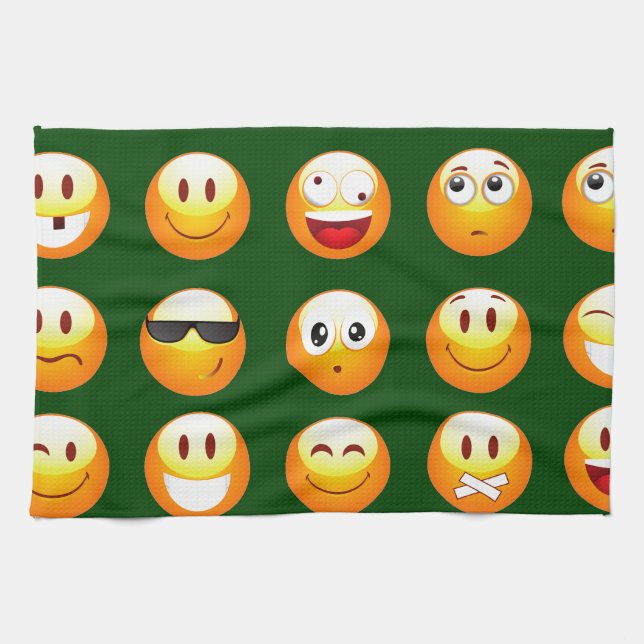 dark green emoji kitchen towel (Horizontal)