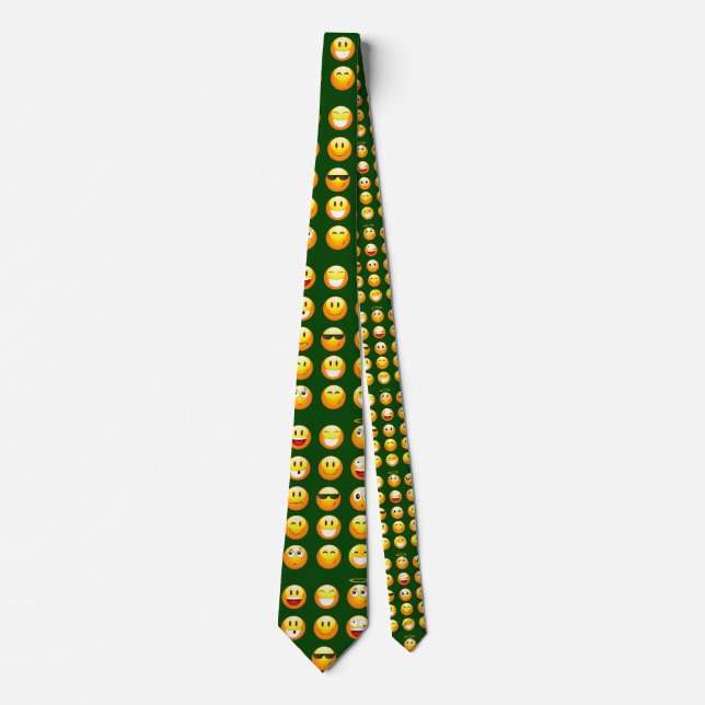 dark green emoji neck tie (Front)