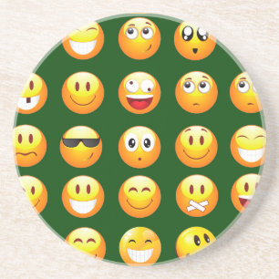 dark green emoji sandstone coaster
