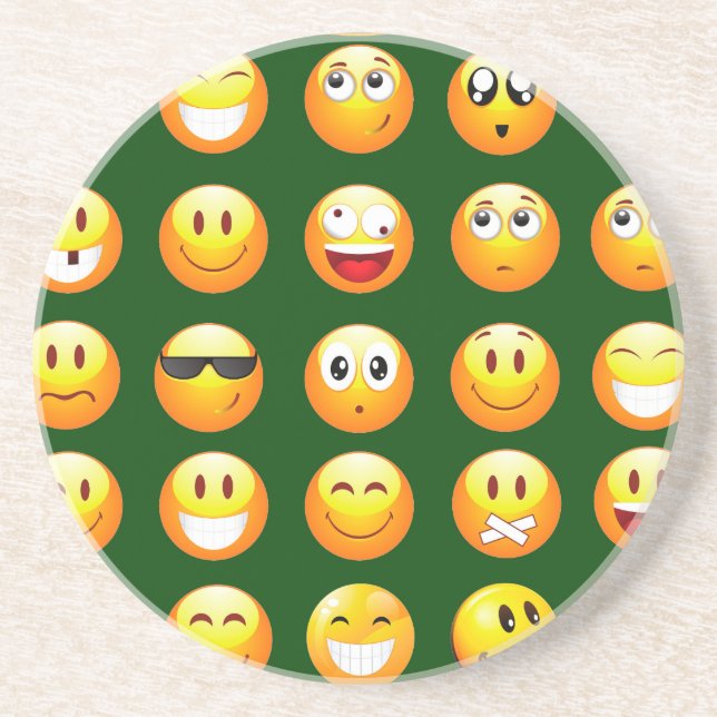dark green emoji sandstone coaster (Front)