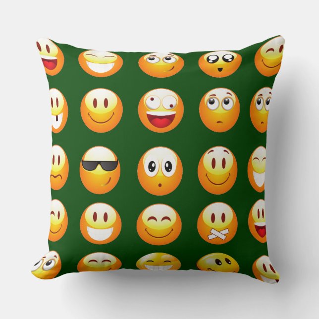 dark green emoji throw pillow (Front)