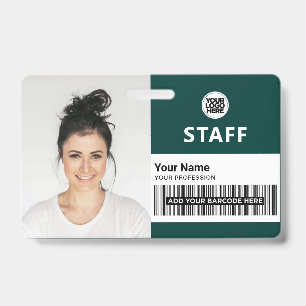 Dark Green Employee Business Photo Staff ID Badge