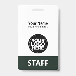 Dark Green Employee Name Business Logo Staff Tag Badge