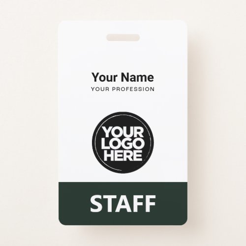 Dark Green Employee Name Business Logo Staff Tag Badge