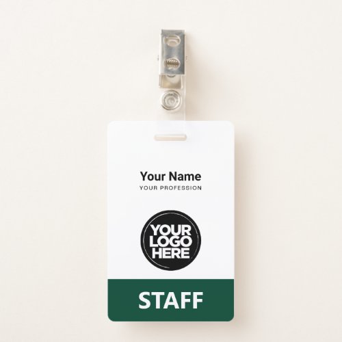 Dark Green Employee Name Business Logo Staff Tag Badge