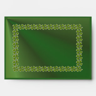 Dark Green Envelope, Shamrock Front n inside flap Envelope