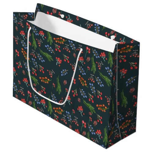 Dark Green Evergreen Elegance Christmas Large Gift Bag