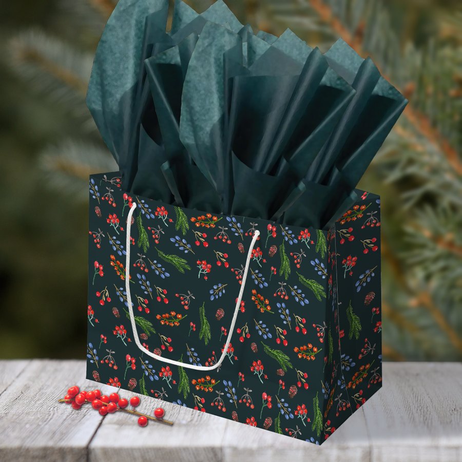 Dark Green Evergreen Elegance Christmas Large Gift Bag
