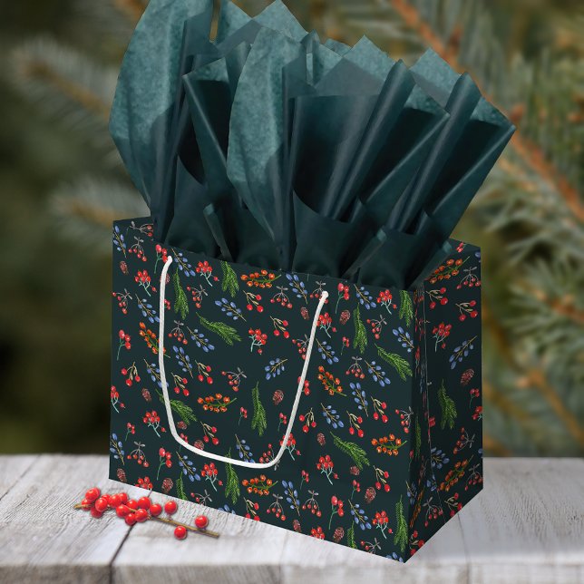 Dark Green Evergreen Elegance Christmas Large Gift Bag (Creator Uploaded)