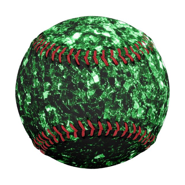 Dark green faux glitter sparkles bling baseball (Front)