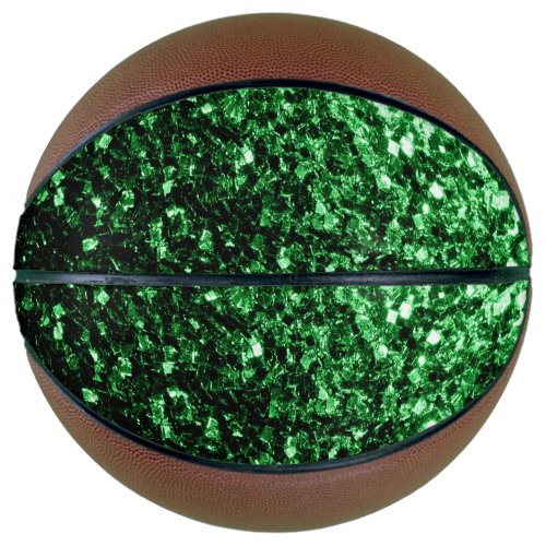Dark green faux glitter sparkles bling basketball