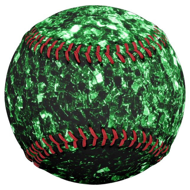 Dark green faux glitter sparkles bling softball (Front)