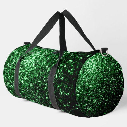 Dark green faux glitter sparkles duffle bag