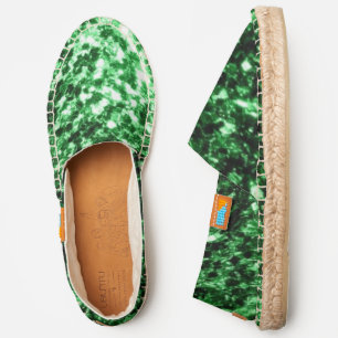 Dark green faux glitter sparkles espadrilles