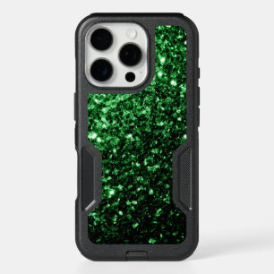 Dark green faux glitter sparkles iPhone 16 pro case