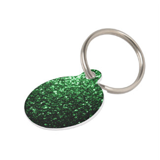 Dark green faux glitter sparkles Personalize Pet Name Tag