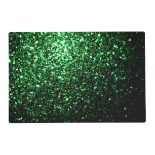 Dark green faux glitter sparkles placemat