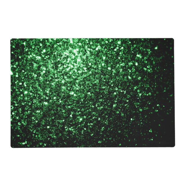 Dark green faux glitter sparkles placemat (Front)